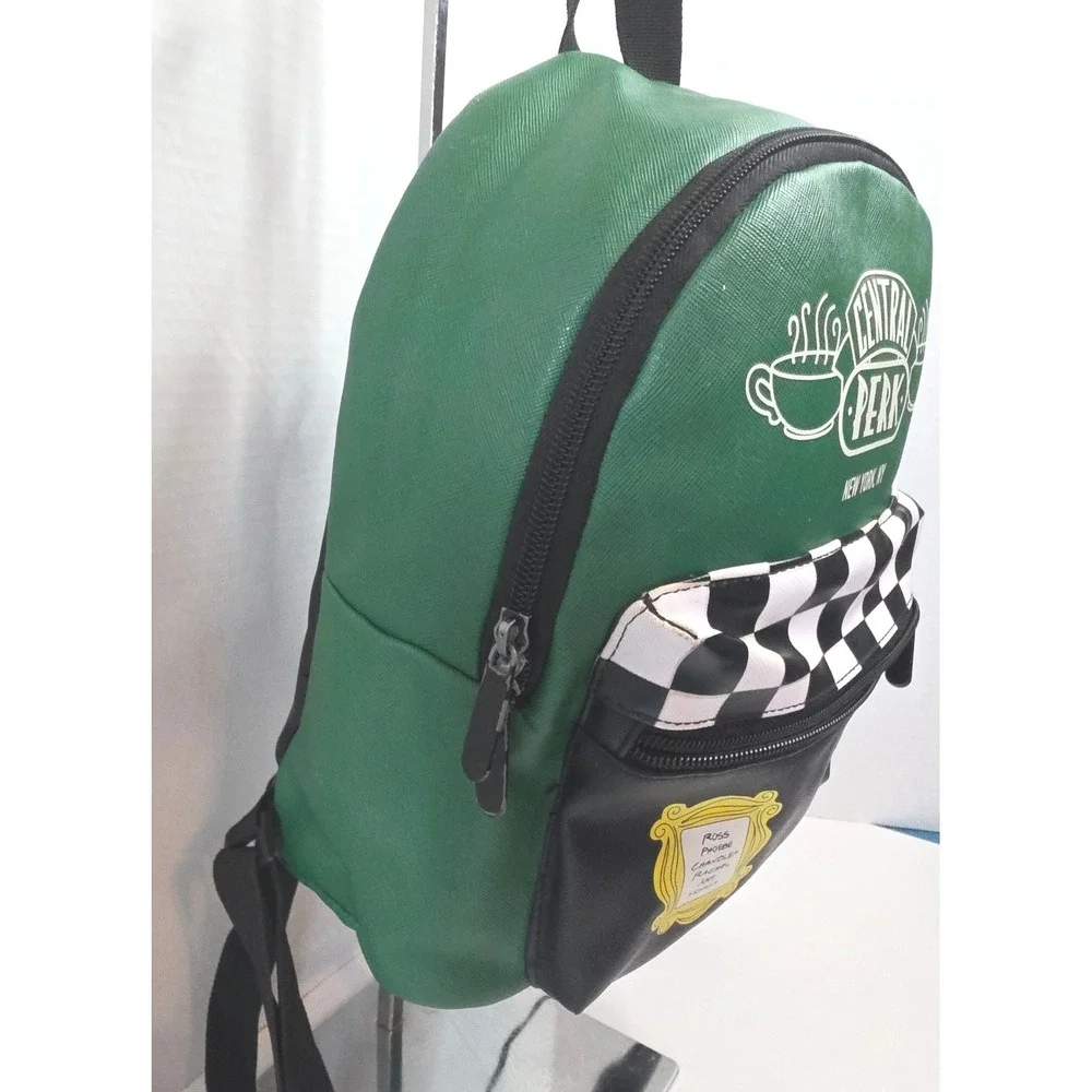 Friends Central Perk Mini Backpack Green Black Checkerboard 10x10x4 How You Doin